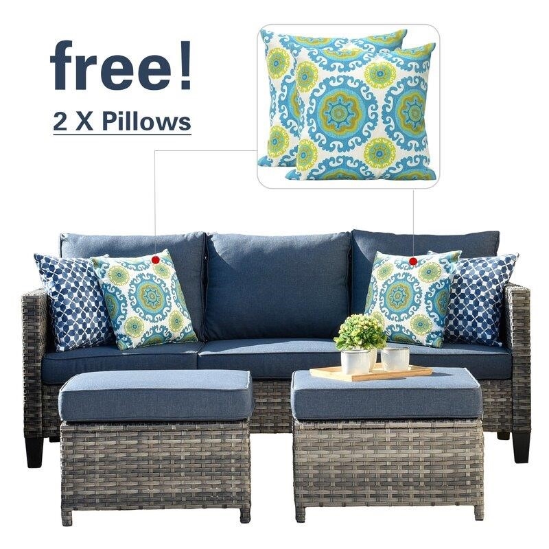 Harshil 6 Piece Rattan Sofa Seating Group with Cushions