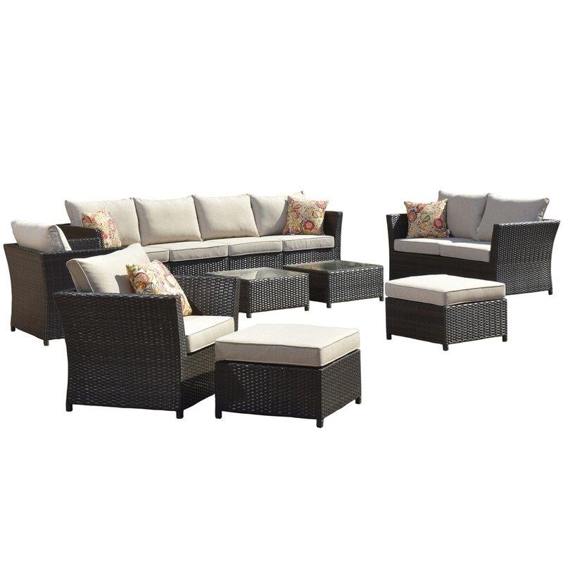 Wicker/Rattan 8 - Person Seating Group with Cushions