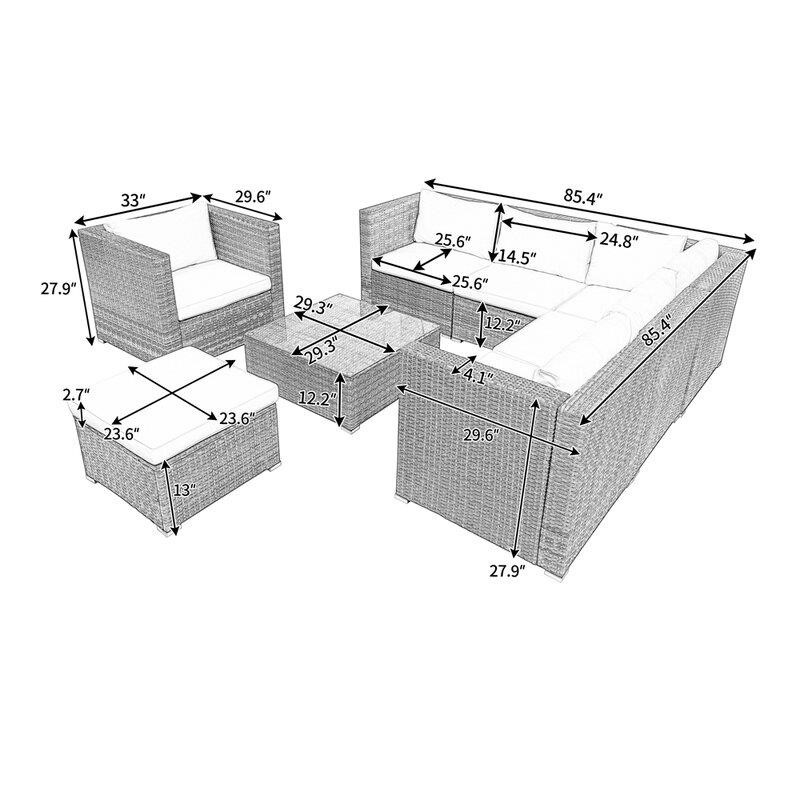 Woodside Wicker/Rattan 7 - Person Seating Group with Cushions