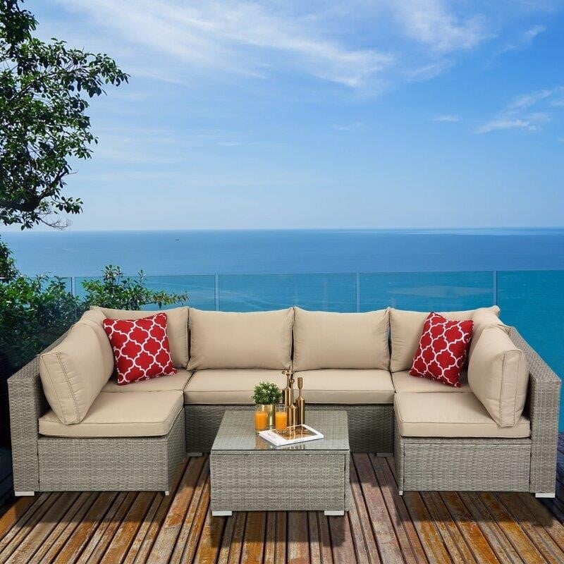 Polla Wicker/Rattan 4 - Person Seating Group with Cushions