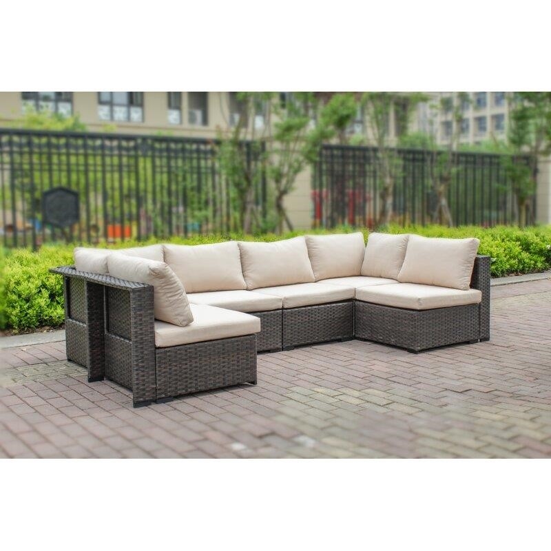 Holliston Wicker/Rattan 4 - Person Seating Group with Cushions