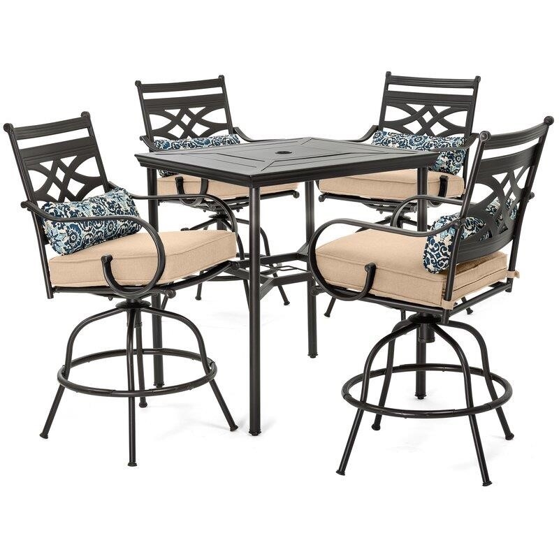 Gehlert Square 4 - Person 33'' Long Bar Height Dining Set with Cushions