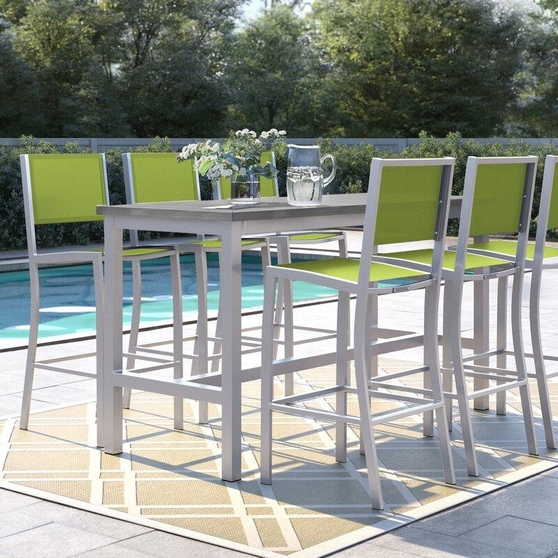 Mckinnon Rectangular 6 - Person 73'' Long Aluminum Bar Height Dining Set