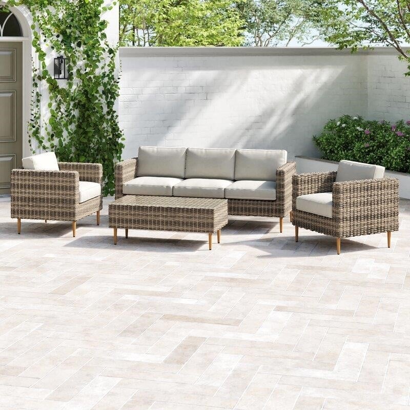 Cassidy Wicker/Rattan 5 - Person Seating Group with Cushions