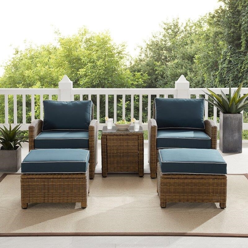Kestner Wicker/Rattan 2 - Person Seating Group with Cushions