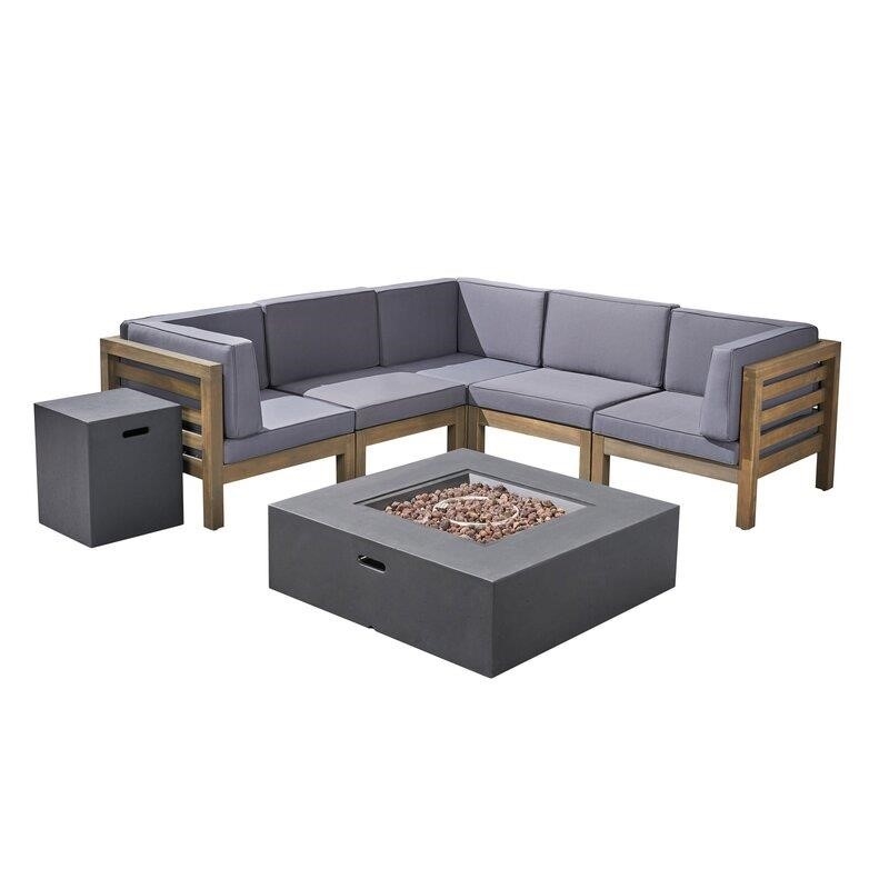 Patson Solid Wood 4 - Person Seating Group with Cushions