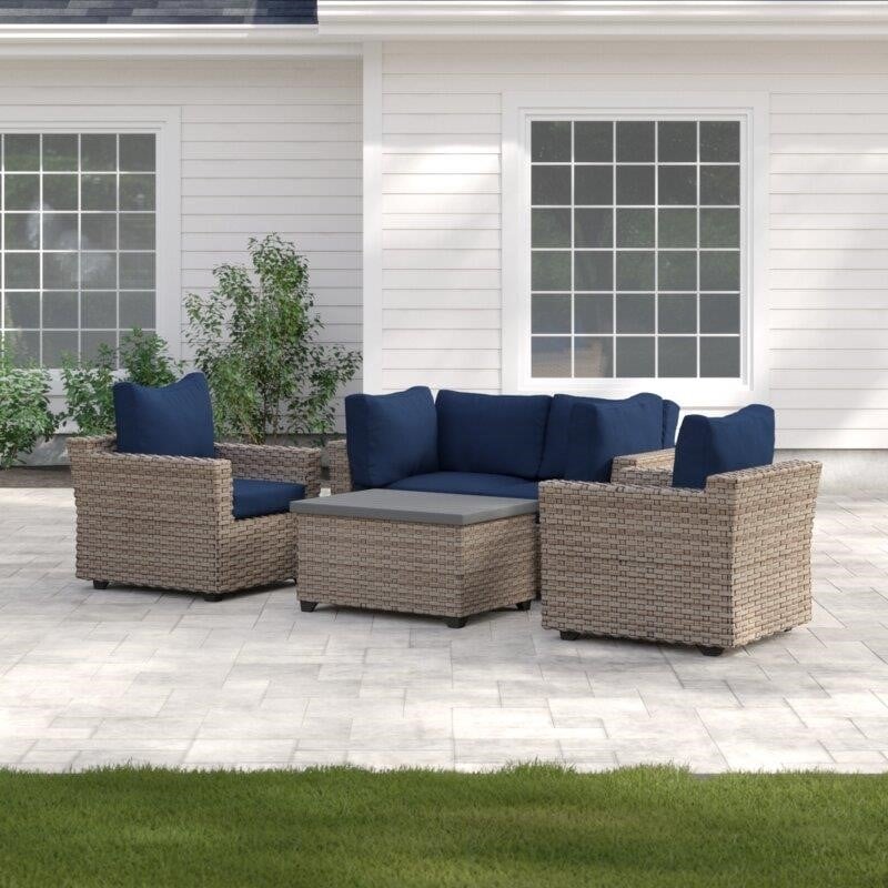 Rochford Wicker/Rattan 4 - Person Seating Group with Cushions