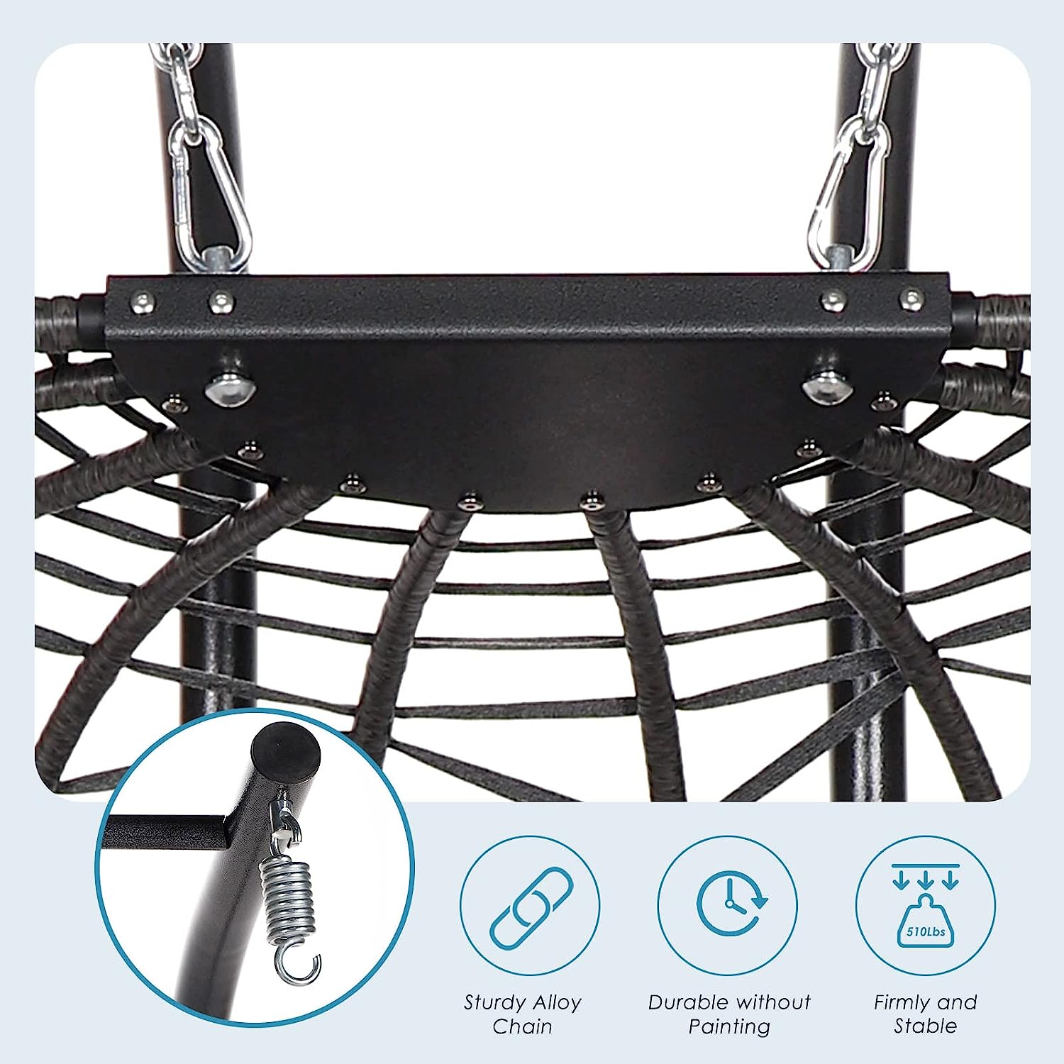 Swing Egg Chair with Stand Indoor Outdoor Wicker Rattan Patio Basket Hanging Chair with UV Resistant Cushions 350lbs Capaticy for Bedroom Balcony Patio (Cream)