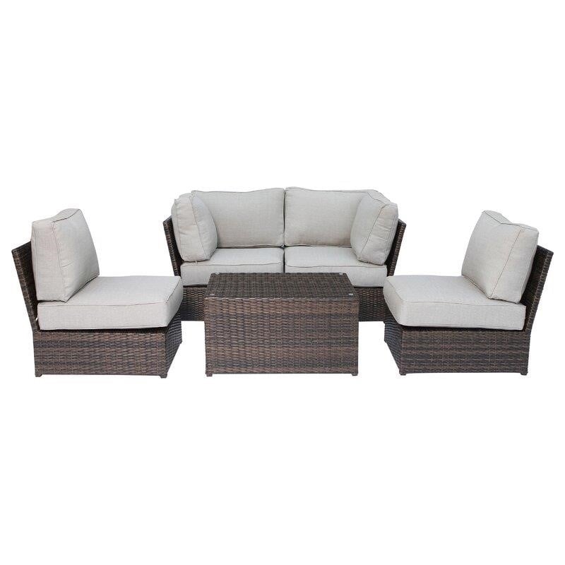 Widener Wicker/Rattan 4 - Person Seating Group with Cushions