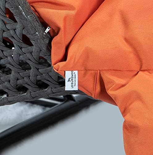 LeisureMod 2 Person Hanging Double Swing Chair, X-Large Wicker Rattan Egg Chair with Stand and Cushion for Indoor Outdoor Patio Garden (Light Green)