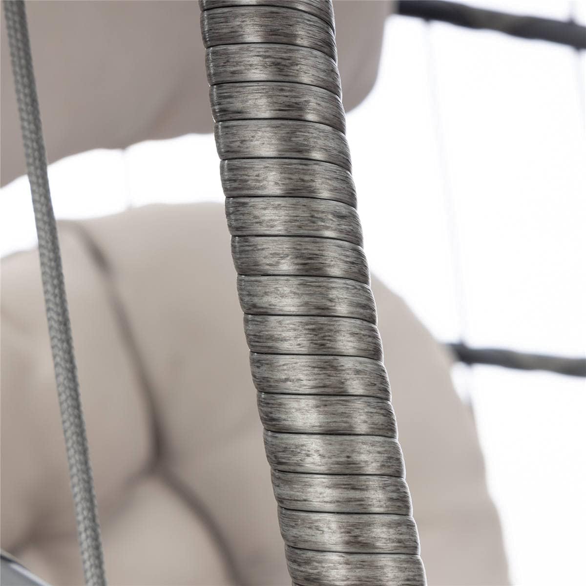 RADIATA Double Egg Chair with Stand Luxury Outdoor Patio Wicker Loveseat Hanging Swing Egg Chairs with Resistant Cushions Metal Frame 500 lbs Capaticy for 2 Persons Patio Backyard Balcony