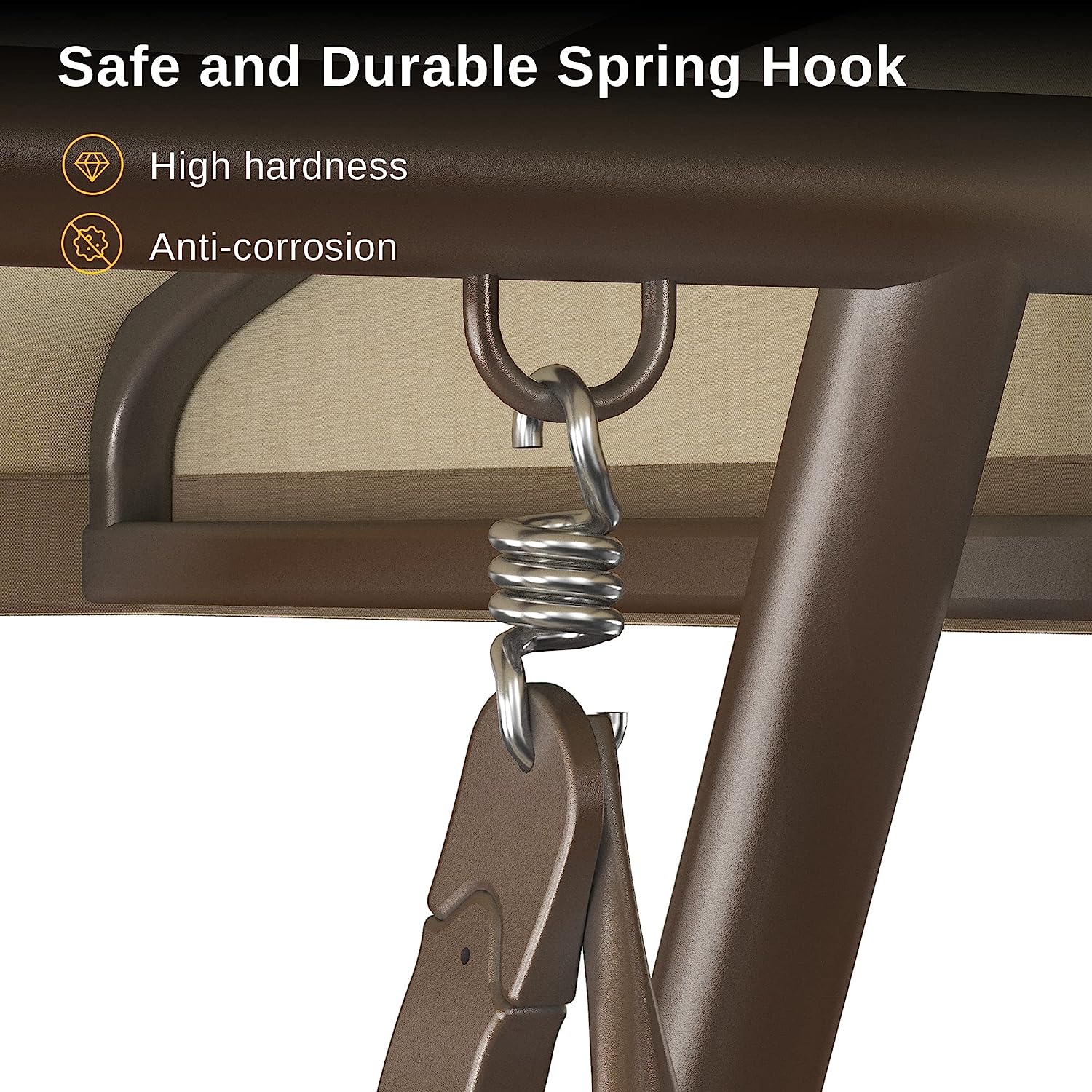 EAST OAK 3-Person Outdoor Patio Swing Chair with Adjustable Canopy, Porch Swing with Comfortable and Breathable Seats, Outdoor Swing Chairs for Garden, Balcony, Backyard, Charcoal Black