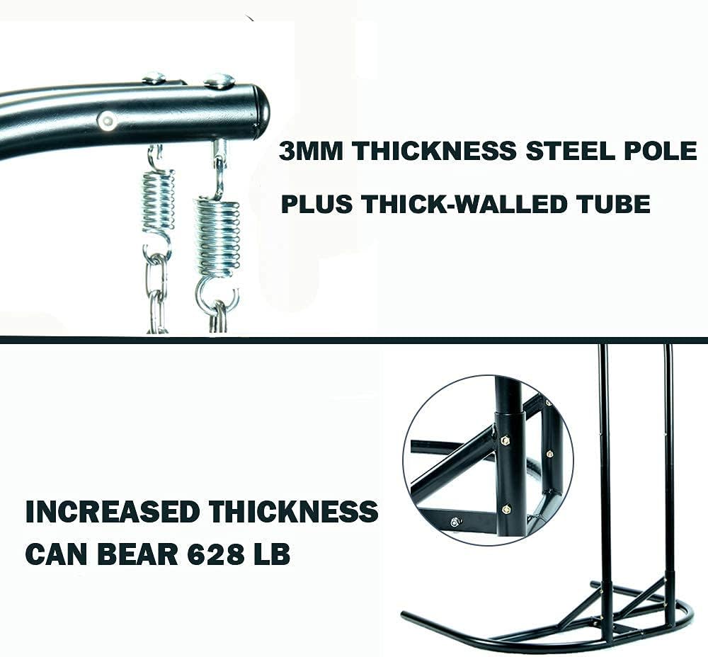 JOYBASE Hanging Egg Chair with Stand, Outdoor Wicker Rattan Egg Swing Chair with Stand and Cushion for Indoor Outdoor Bedroom Patio Garden (Grey/Black)