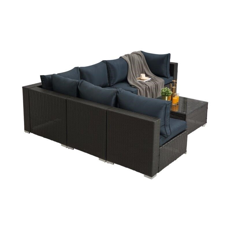 Jaelyn Wicker/Rattan 6 - Person Seating Group with Cushions