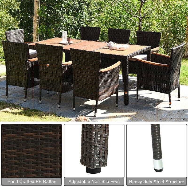 Hemmelgarn Rectangular 8 - Person 76'' Long Dining Set with Cushions