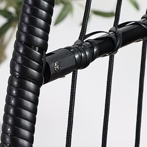 PRIVATE GARDEN Large Hanging Egg Chair with Stand Upgraded Wicker Egg Swing Chair Outdoor Indoor PE Rattan Hanging Chair with Grey Comfort Cushion Heavy Duty C-Stand