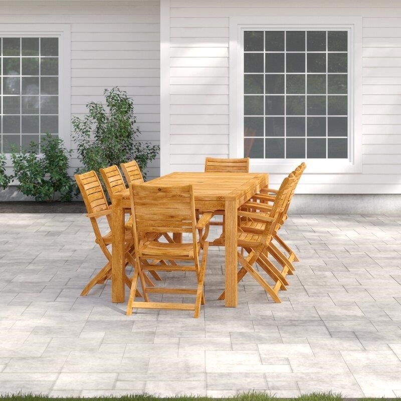Decastro Rectangular 8 - Person 87'' Long Teak Dining Set