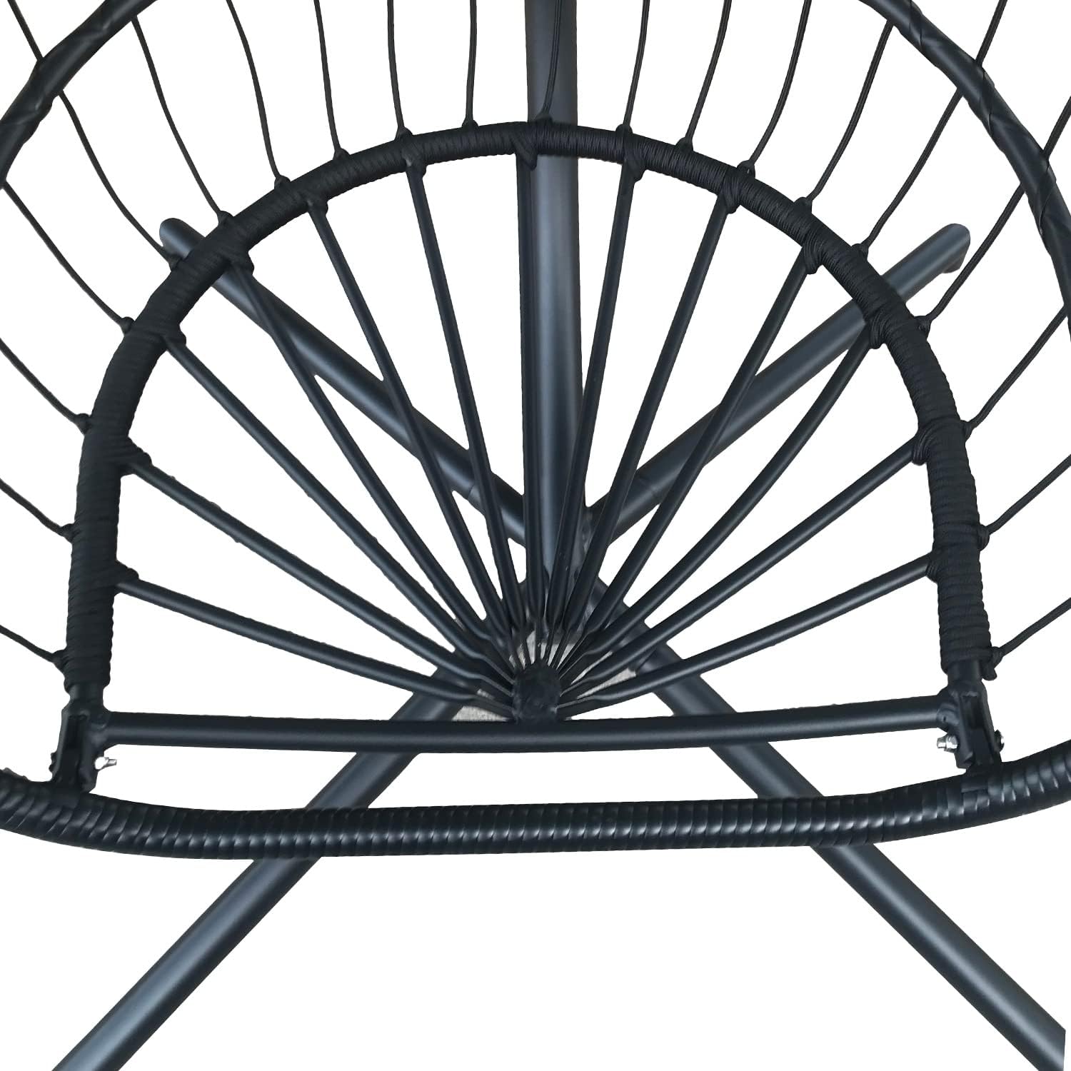PRIVATE GARDEN Large Hanging Egg Chair with Stand Upgraded Wicker Egg Swing Chair Outdoor Indoor PE Rattan Hanging Chair with Grey Comfort Cushion Heavy Duty C-Stand