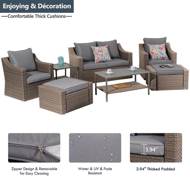 Hechavarria 6 - Person Seating Group with Cushions