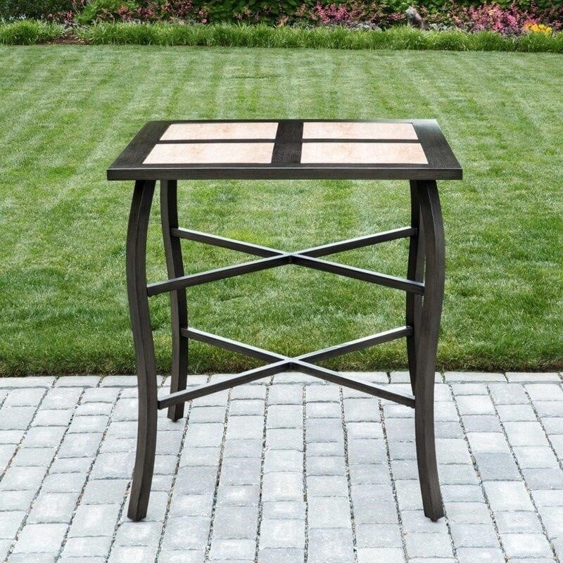 Dreketi Square 4 - Person 36'' Long Aluminum Bar Height Dining Set with Cushions