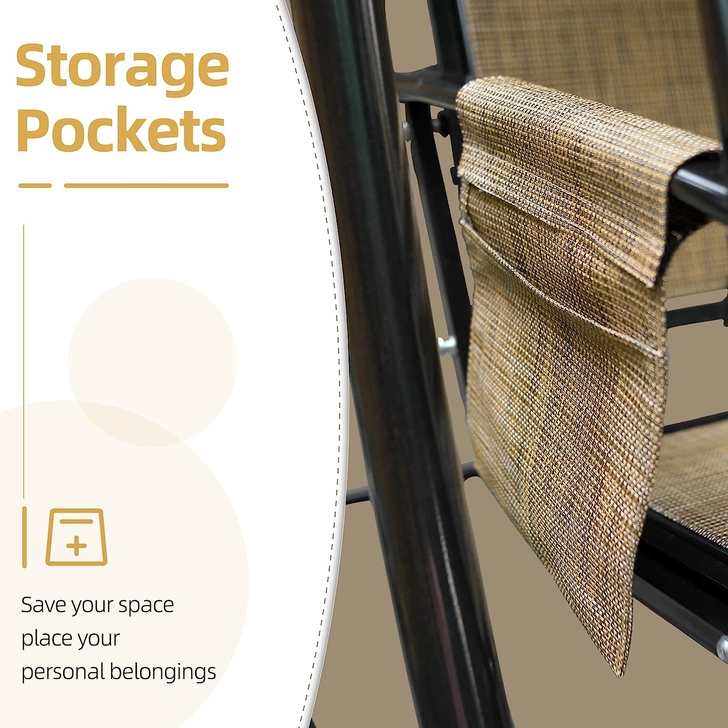 PURPLE LEAF 2-Seat Deluxe Outdoor Patio Porch Swing with Weather Resistant Steel Frame, Adjustable Tilt Canopy, Beige