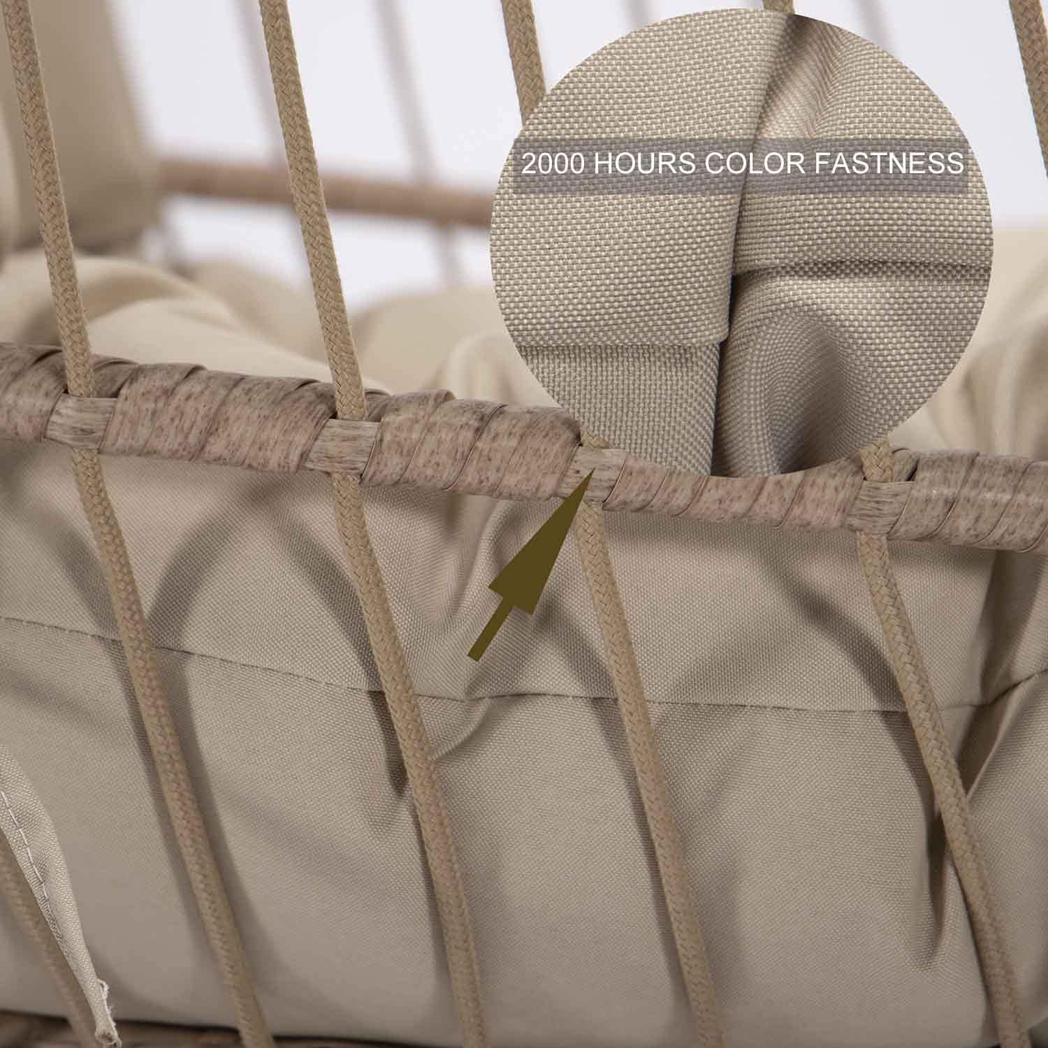 Indoor Outdoor Patio Wicker Hanging Chair Swing Egg Basket Chairs with Stand UV Resistant Cushions 350lbs Capaticy for Patio Backyard Balcony Xmas Gift