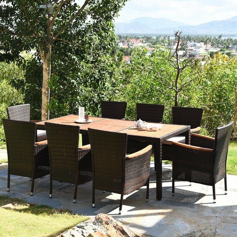 Hemmelgarn Rectangular 8 - Person 76'' Long Dining Set with Cushions