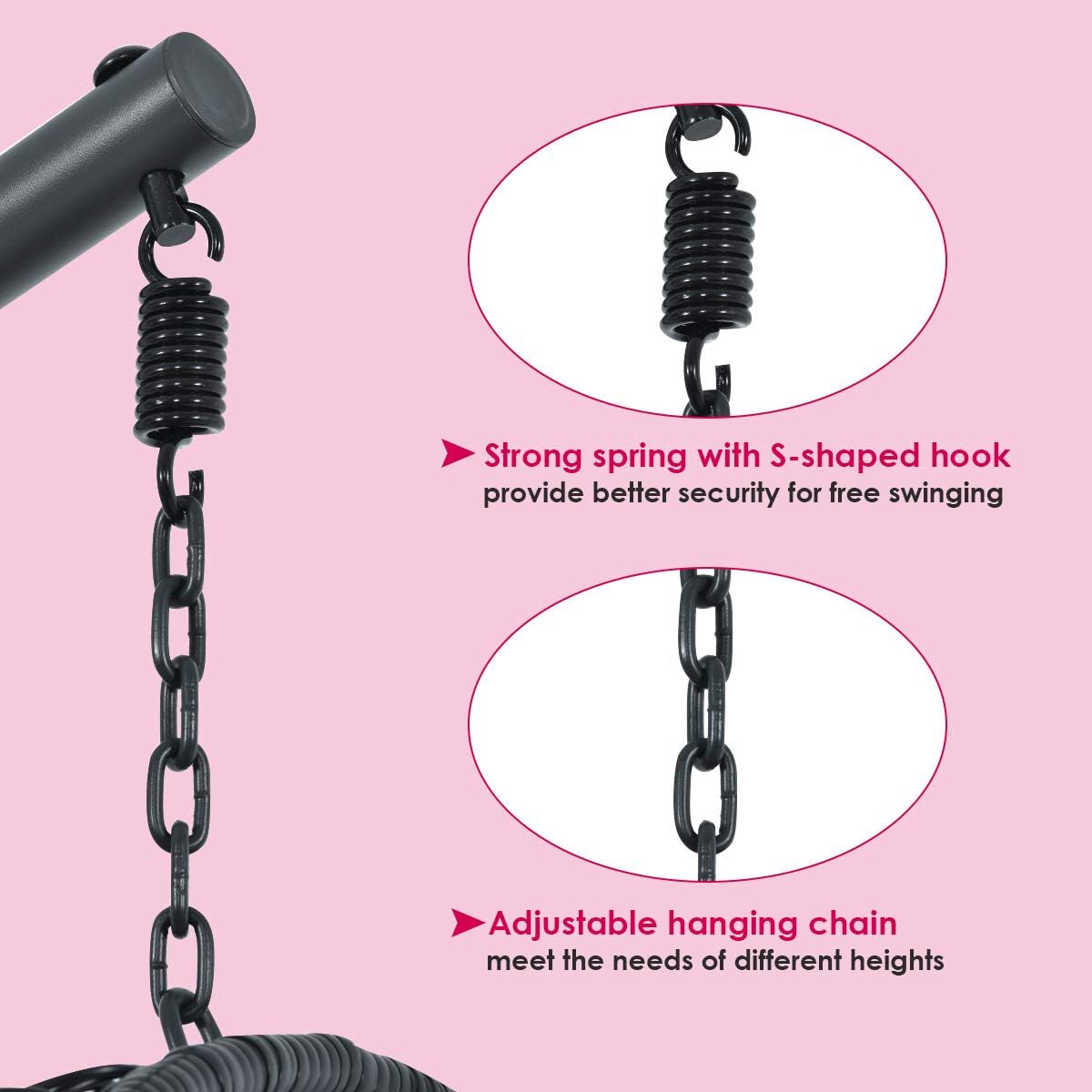 Giantex Hanging Egg Chair, 36.5-Width Oversized Swing Chair with C-Hammock Stand Set, Hammock Chair with Soft Seat Cushion & Pillow, Multifunctional Hanging Chairs for Outdoor Indoor Bedroom (Gray)