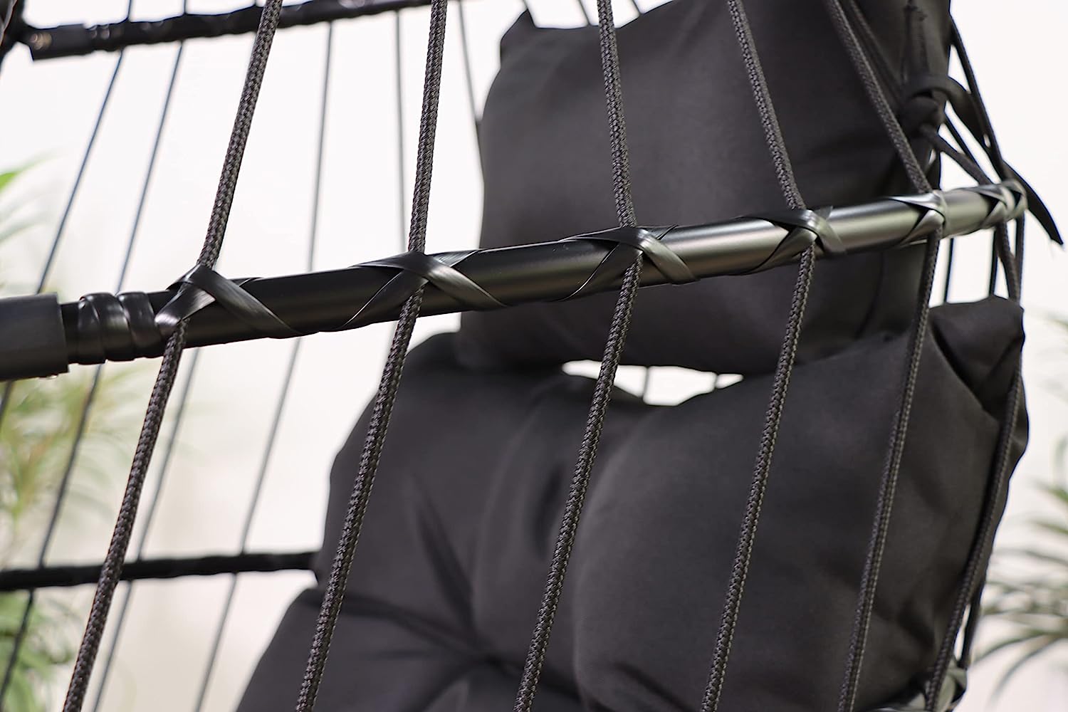 Avenlur Outdoor Patio Hanging Chair - Hammock Swing Egg Chair with Stand, Indoor/Outdoor Hanging Chair for Patio Bedroom Balcony (Black)