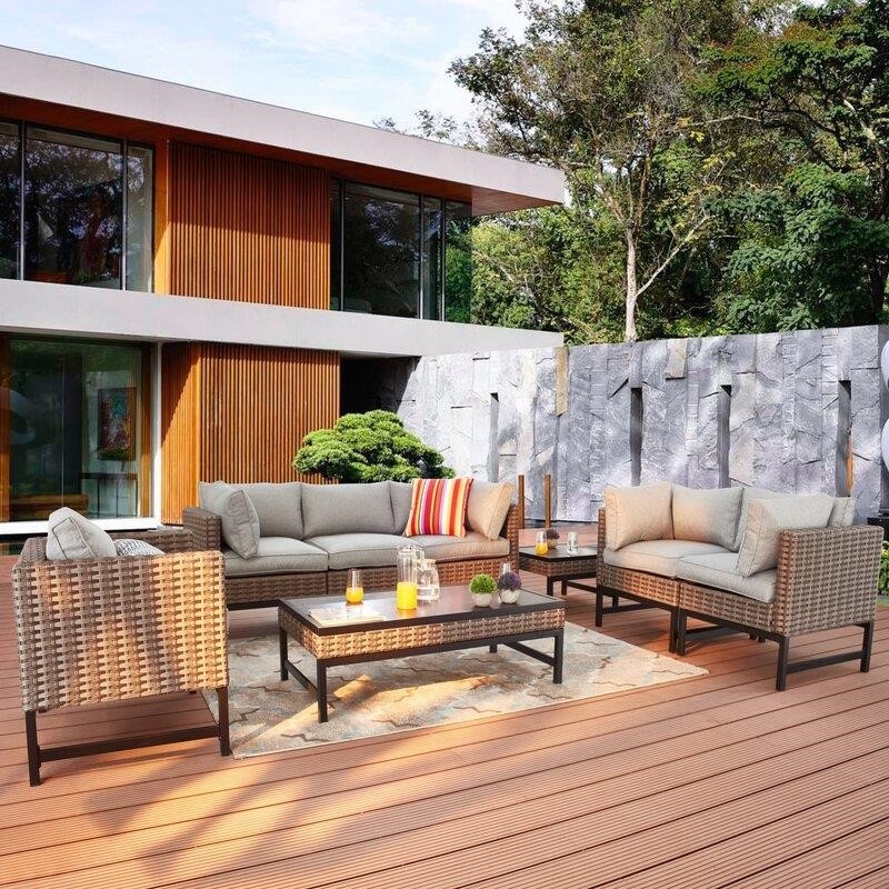 Affric Wicker/Rattan 6 - Person Seating Group with Cushions