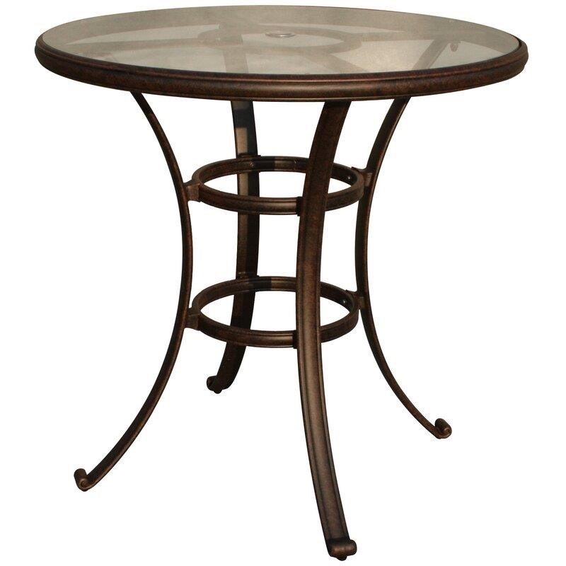 Carrow Round 4 - Person 42'' Long Aluminum Bar Height Dining Set with Cushions