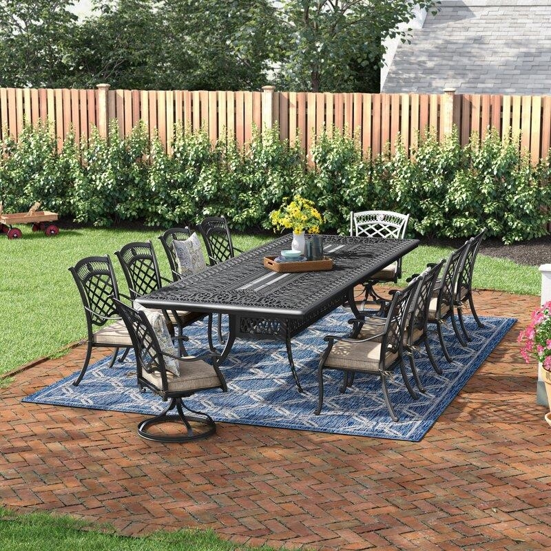 Wildermuth Rectangular 12 - Person 84'' Long Dining Set with Cushions