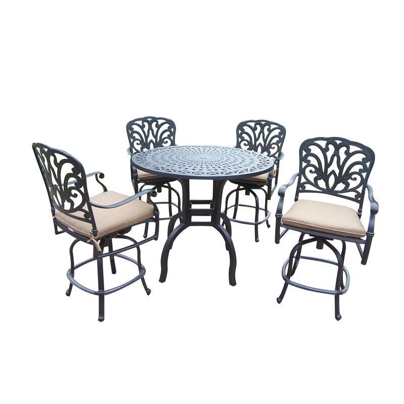 Bosch Round 4 - Person 42'' Long Bar Height Dining Set with Cushions