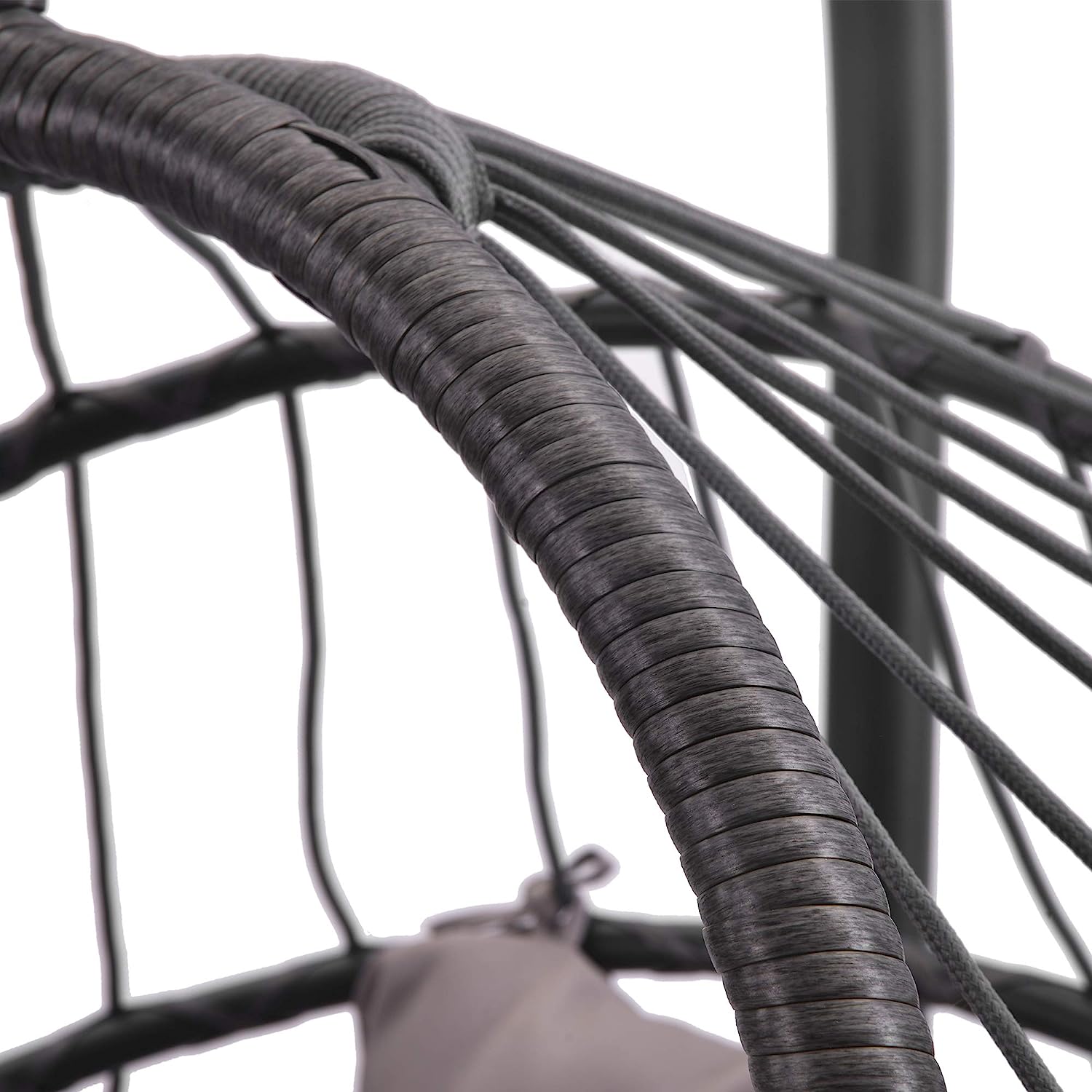 Patio Hanging Egg Chair with Stand Swing Chair,Basket Swinging Chair,Porch Chaise Lounge Chair,Rattan Wicker Hammock Chair with Deep Cushion for Indoor Outdoor Home Bedroom Backyard Balcony (Gray)