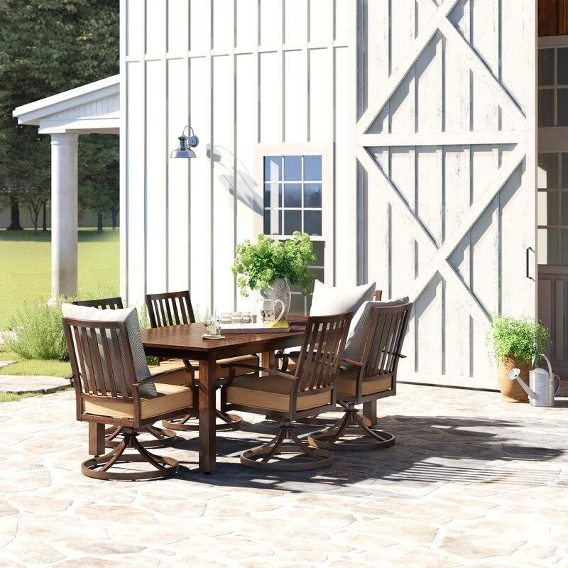 Higden Rectangular 6 - Person 70.1'' Long Aluminum Dining Set with Cushions