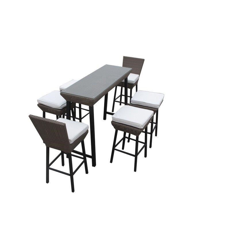 Rectangular 6 - Person 51'' Long Bar Height Dining Set with Cushions