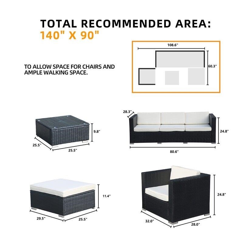 Backstrom Wicker/Rattan 5 - Person Seating Group with Cushions