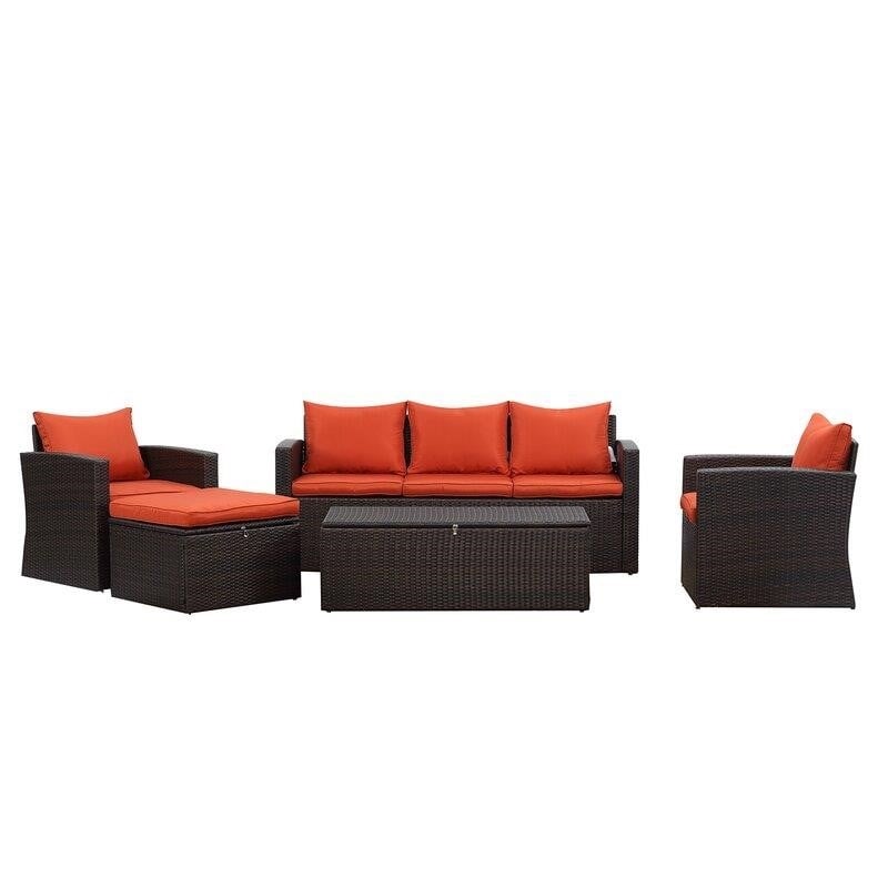 Connor Wicker/Rattan 6 - Person Seating Group with Cushions