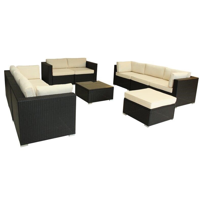 Epley Wicker/Rattan 9 - Person Seating Group with Cushions