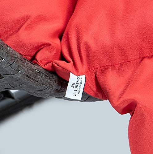 LeisureMod 2 Person Hanging Double Swing Chair, X-Large Wicker Rattan Egg Chair with Stand and Cushion for Indoor Outdoor Patio Garden (Light Green)