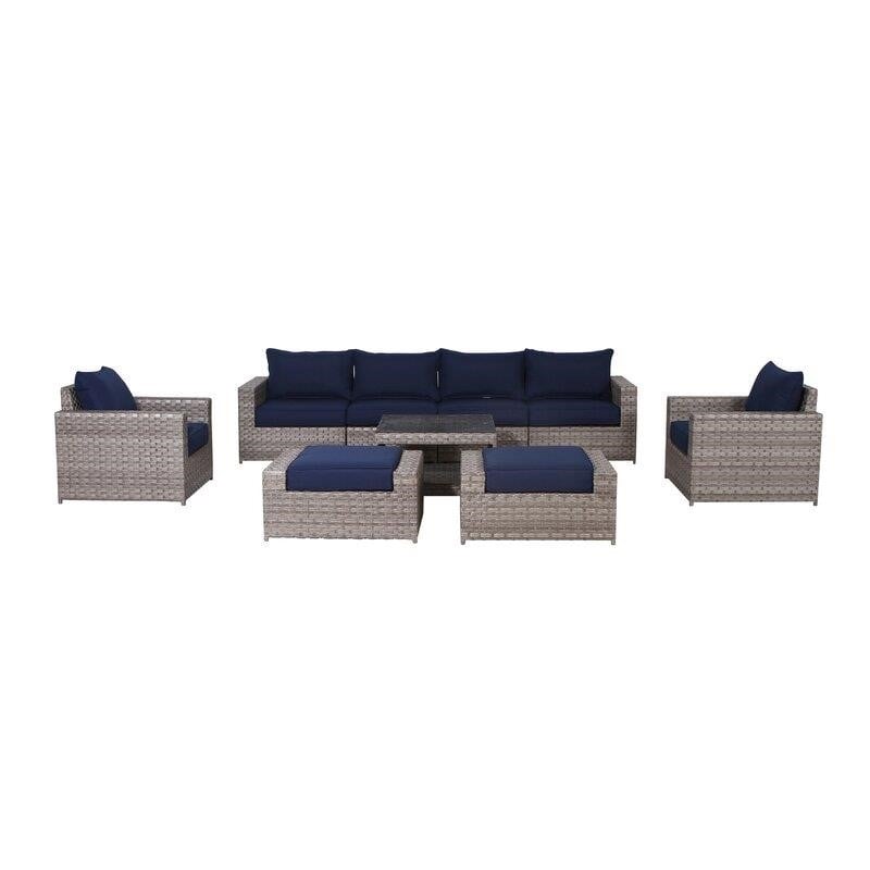 Kordell Wicker/Rattan 6 - Person Seating Group with Cushions