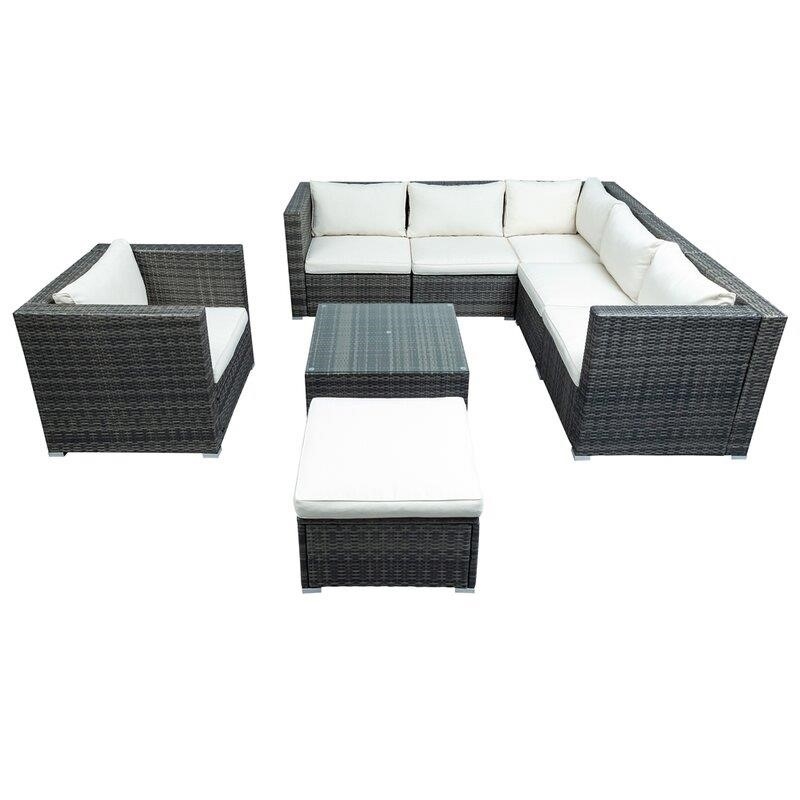 Woodside Wicker/Rattan 7 - Person Seating Group with Cushions