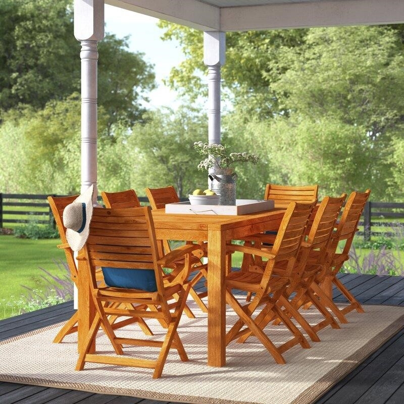 Decastro Rectangular 8 - Person 87'' Long Teak Dining Set