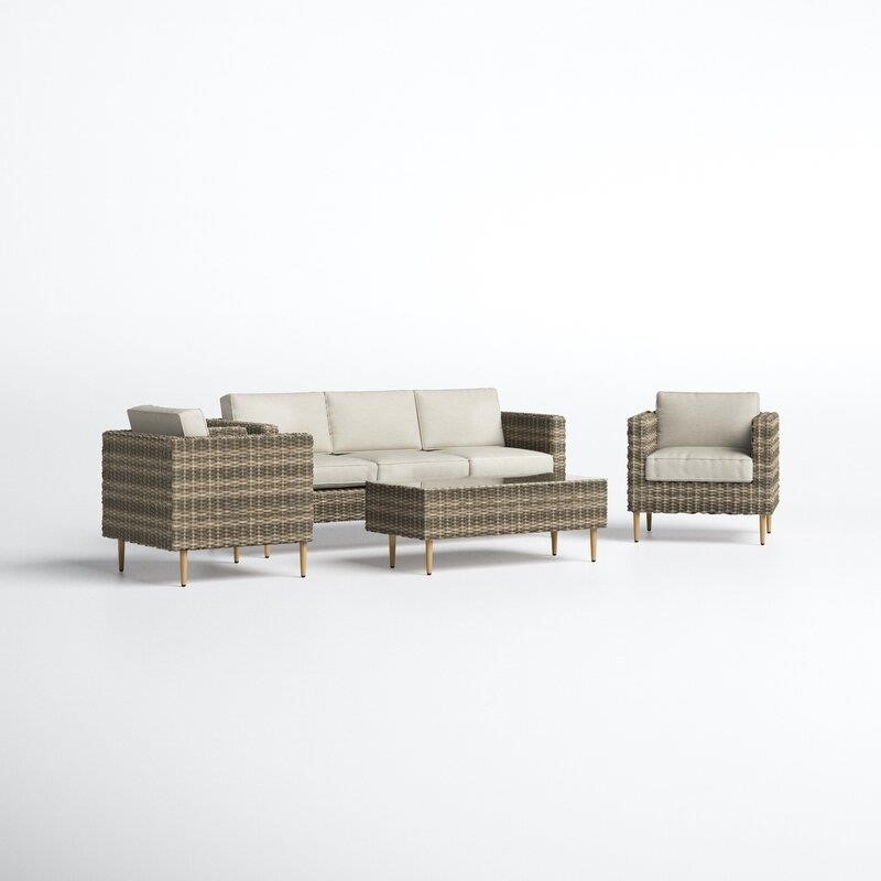 Cassidy Wicker/Rattan 5 - Person Seating Group with Cushions