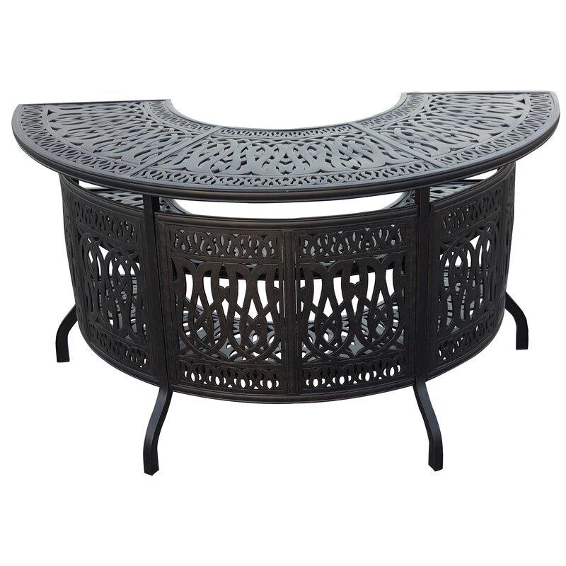 Keyes Half Round 4 - Person 36.5'' Long Aluminum Bar Height Dining Set with Cushions