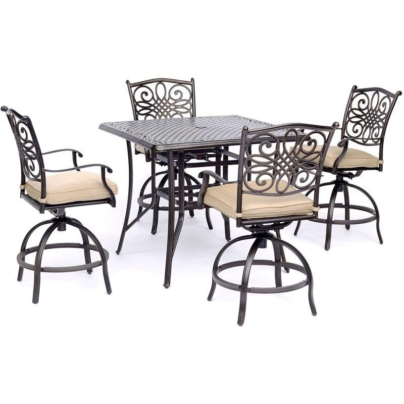 Ricci Square 4 - Person 42'' Long Aluminum Bar Height Dining Set with Cushions