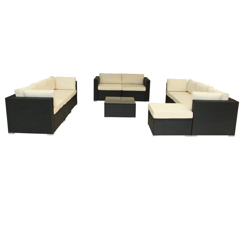 Epley Wicker/Rattan 9 - Person Seating Group with Cushions
