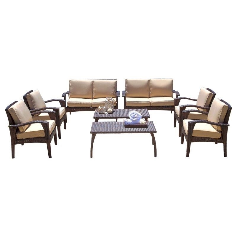 Aaliah Wicker/Rattan 8 - Person Seating Group with Cushions