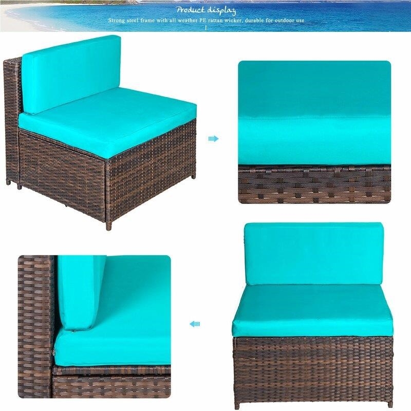 Haoyang 7 Piece Rattan Sectional Seating Group with Cushions