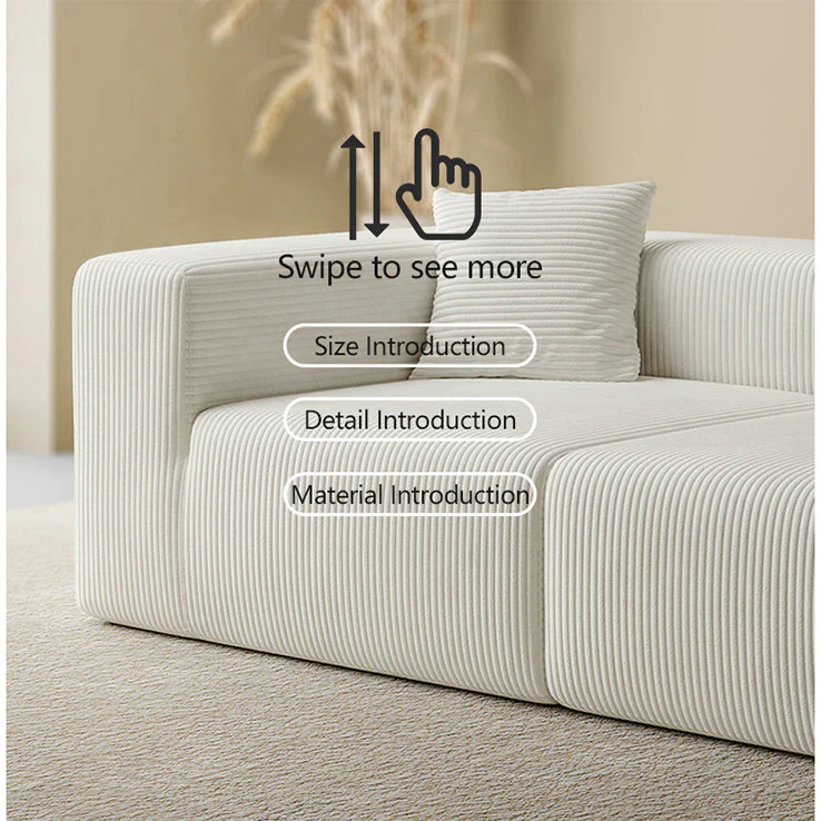 Lkikos Compressed Corduroy Couch Boneless Sofa Sponge Sofa